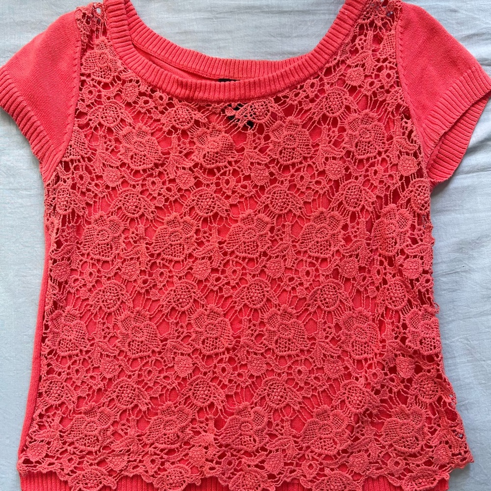 Lace Flower See-Through Blouse, S